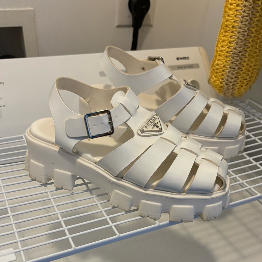 Prada white monolith sandals